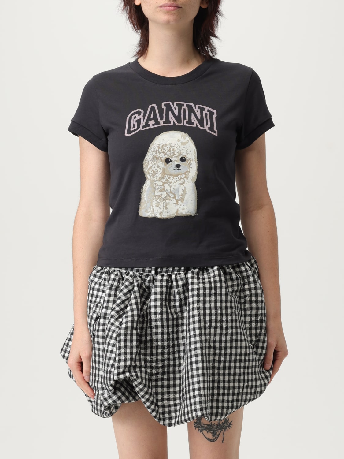 GANNI T-SHIRT: T-shirt woman Ganni, Grey - Img 1