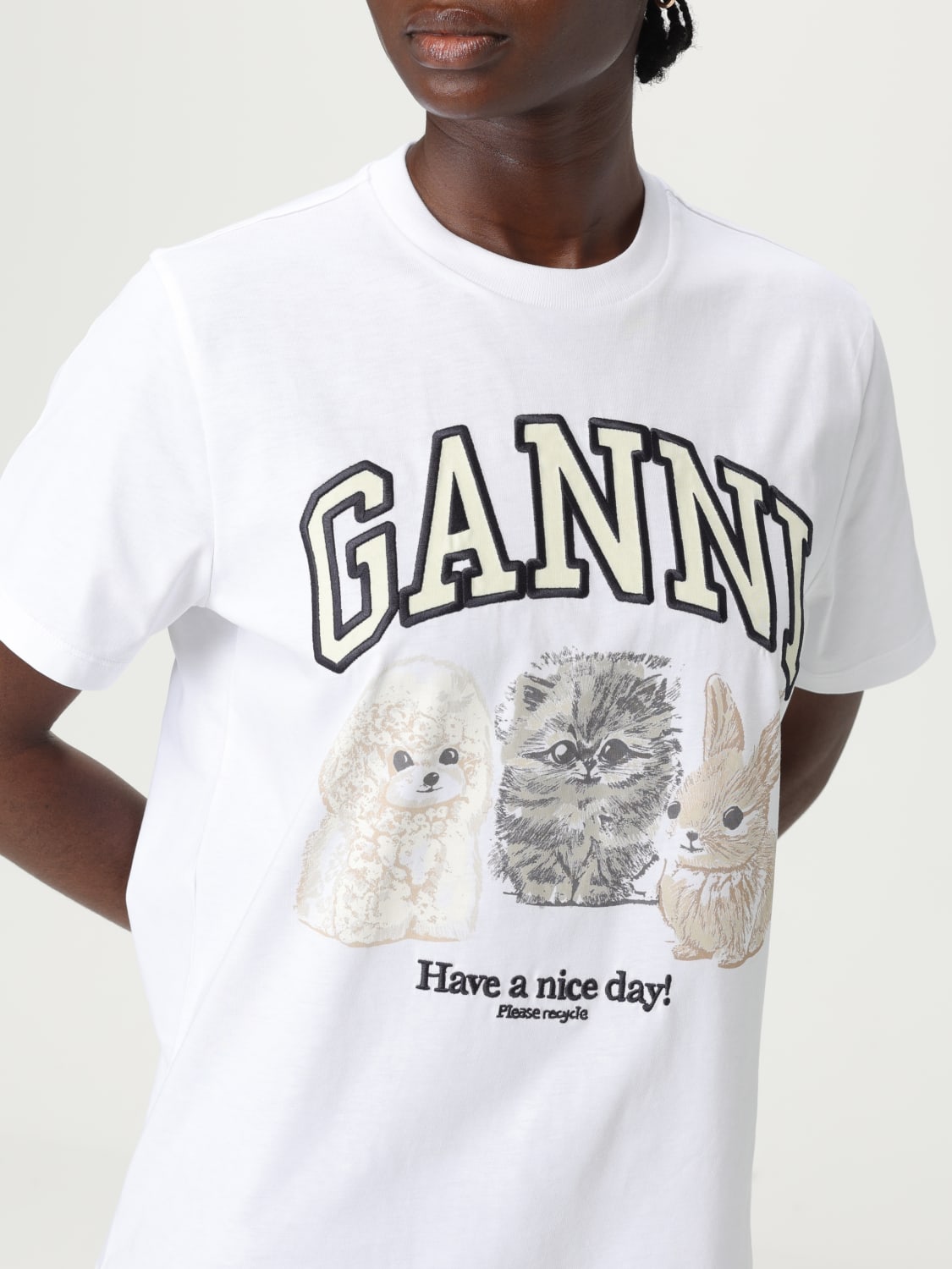 GANNI T-SHIRT: T-shirt woman Ganni, White - Img 4