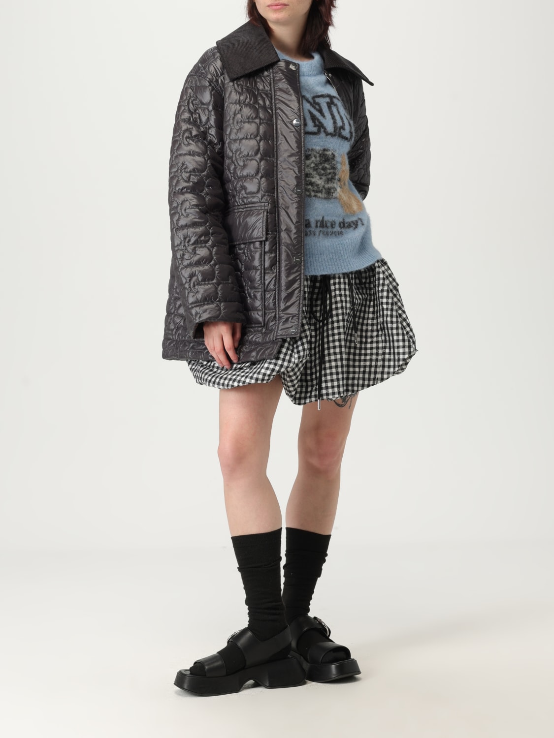 GANNI SWEATER: Sweater woman Ganni, Denim - Img 2