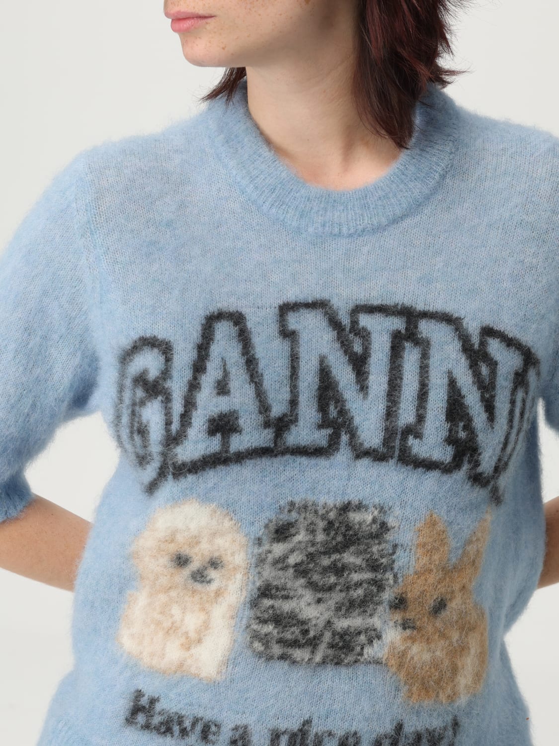 GANNI SWEATER: Sweater woman Ganni, Denim - Img 4
