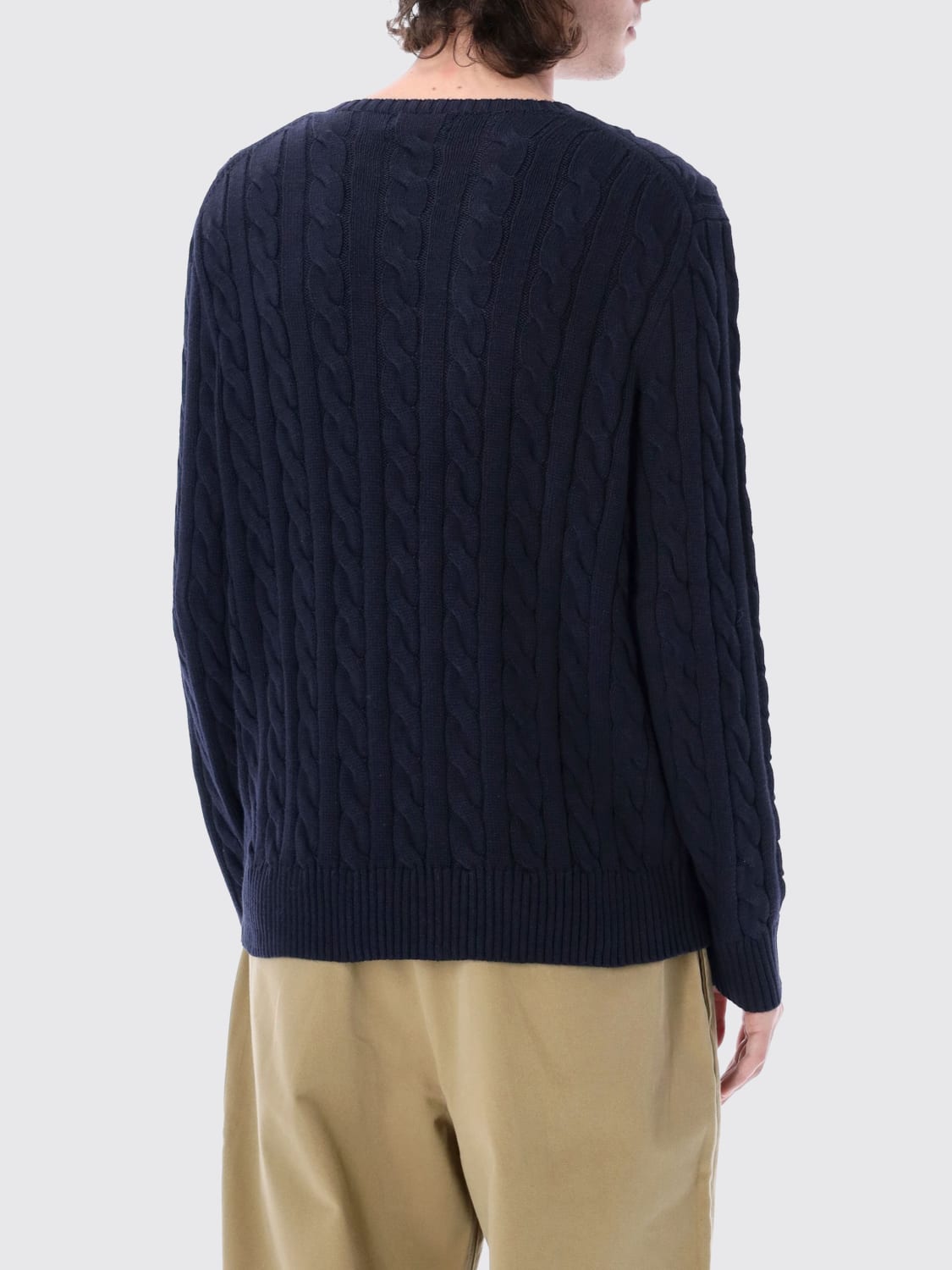 POLO RALPH LAUREN MAGLIA: Maglia a girocollo in cotone intrecciato con logo Pony Polo Ralph Lauren, Blue Navy - Img 2