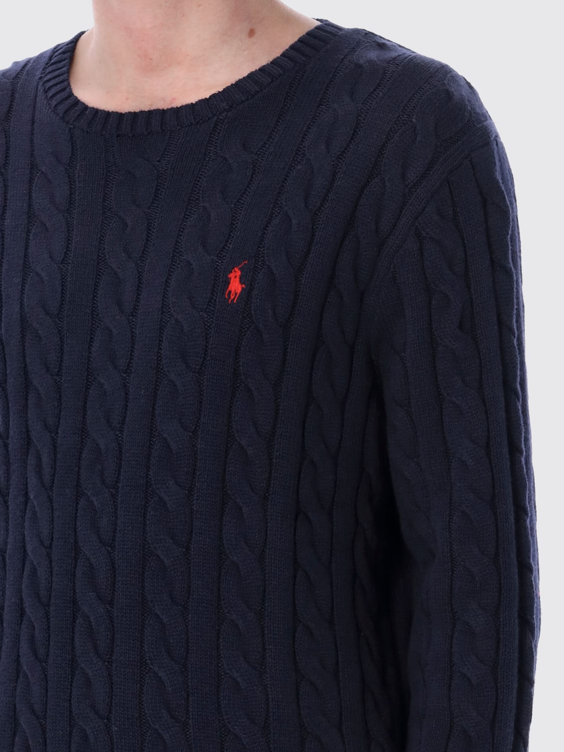 POLO RALPH LAUREN MAGLIA: Maglia a girocollo in cotone intrecciato con logo Pony Polo Ralph Lauren, Blue Navy - Img 3