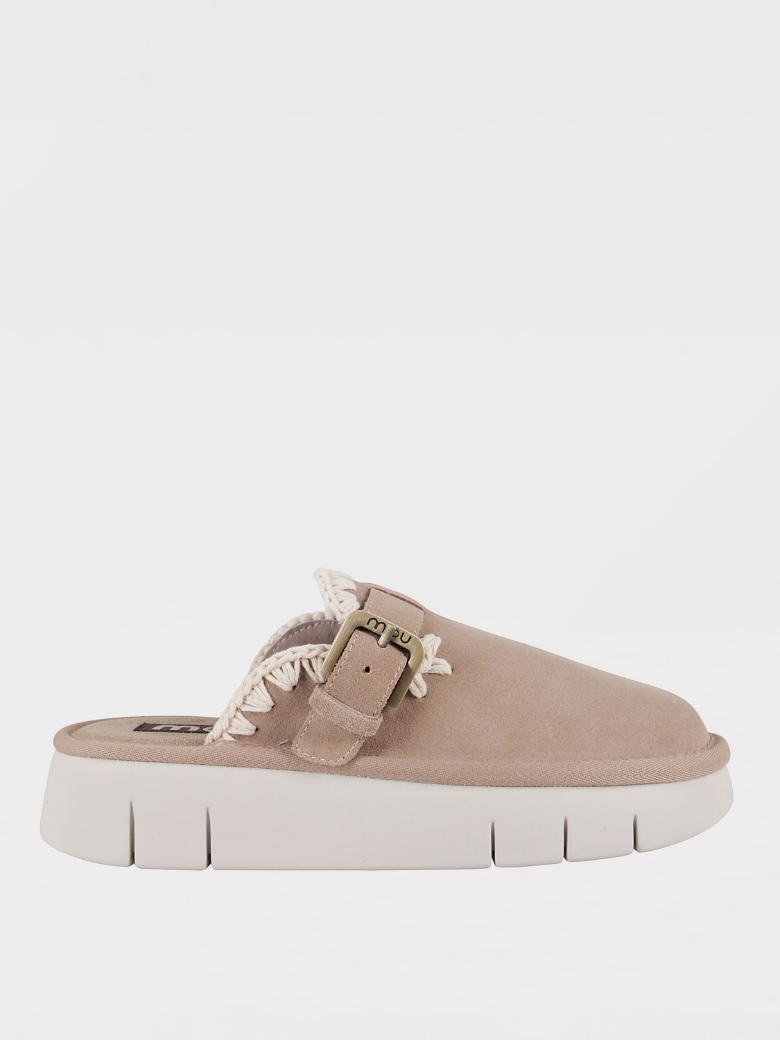 MOU SCARPE: Sabot Mou in camoscio con cuciture all'uncinetto , Cammello - Img 1