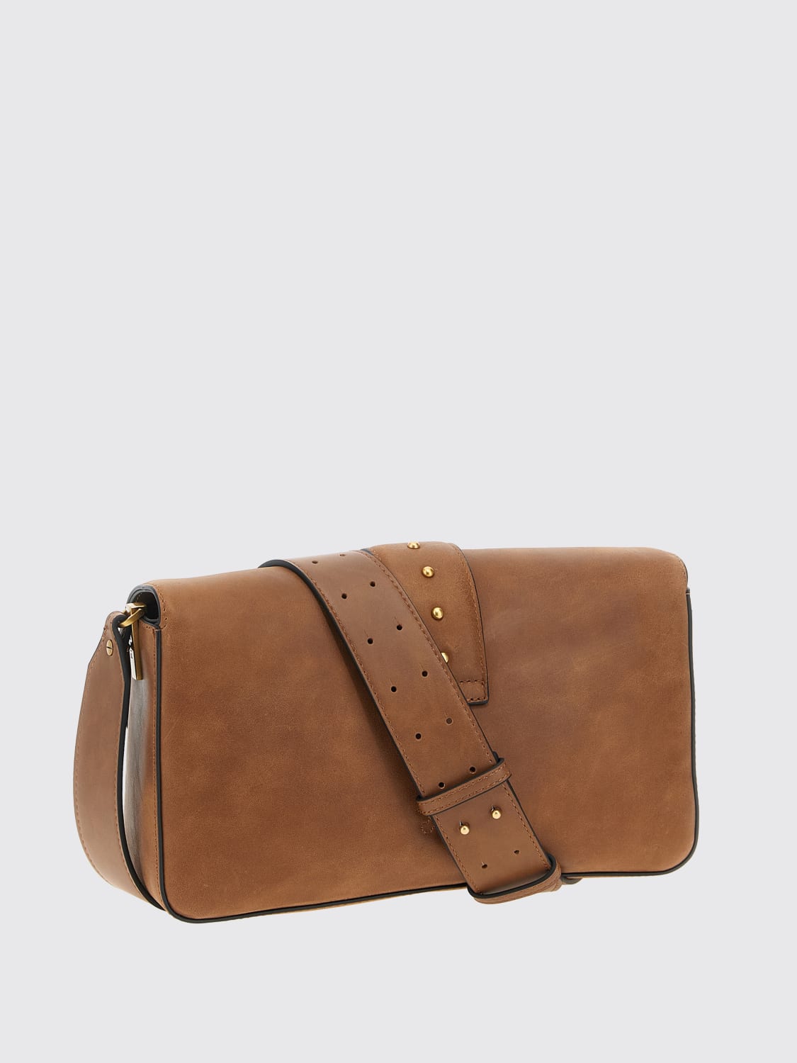 PINKO BORSA A SPALLA: Borsa a spalla Love Bag Slouchy in pelle nuvolata Pinko, Marrone - Img 2