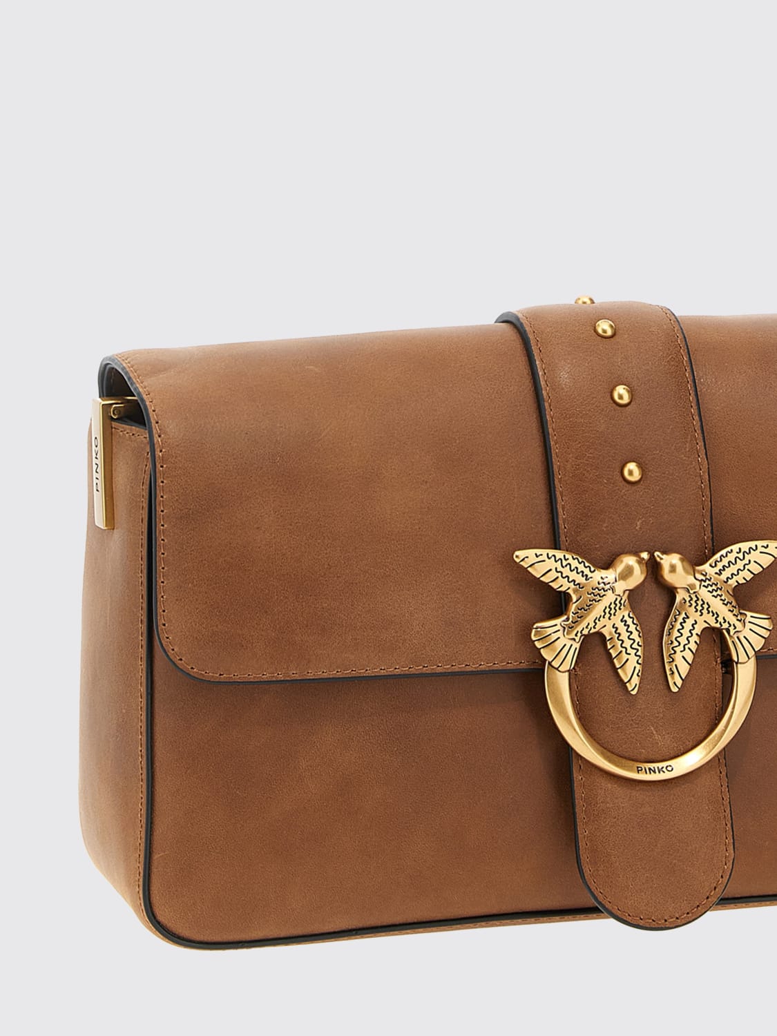 PINKO BORSA A SPALLA: Borsa a spalla Love Bag Slouchy in pelle nuvolata Pinko, Marrone - Img 3