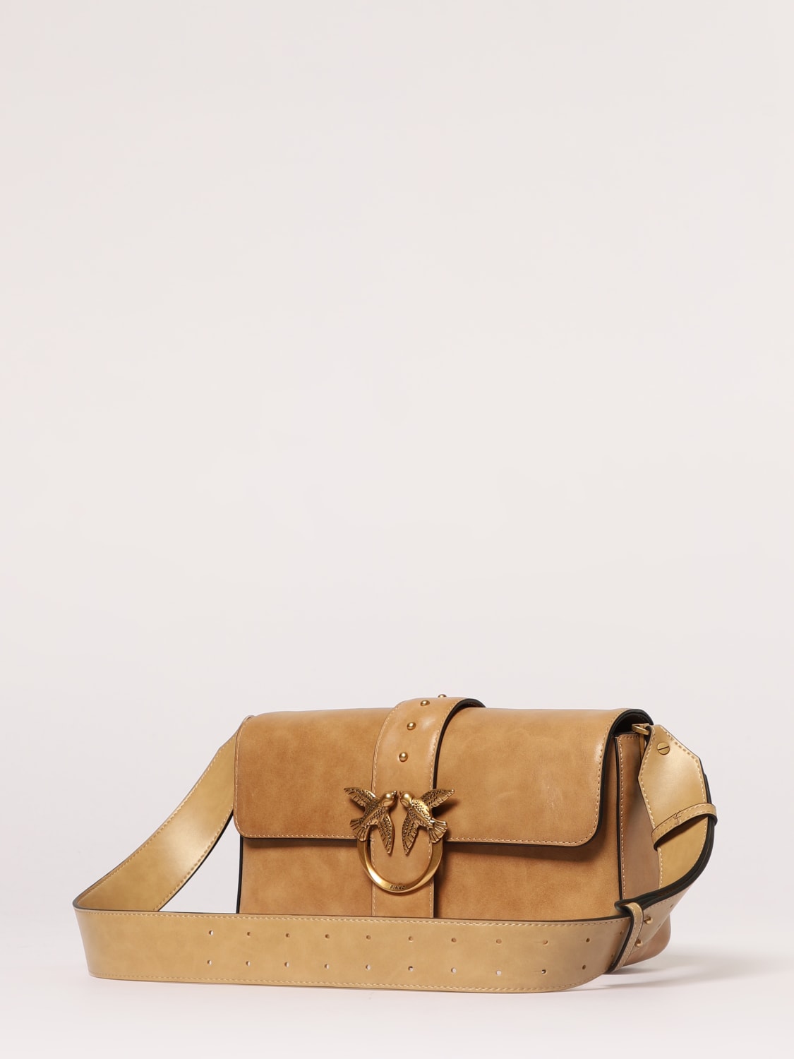 PINKO BORSA A SPALLA: Borsa a spalla Love Bag Slouchy in pelle nuvolata Pinko, Nero 1 - Img 3