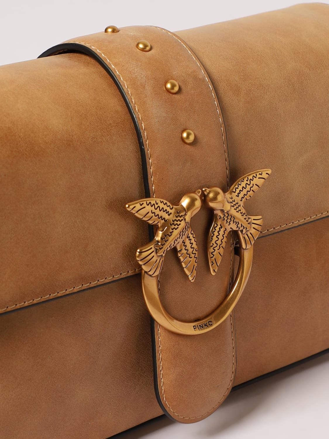 PINKO BORSA A SPALLA: Borsa a spalla Love Bag Slouchy in pelle nuvolata Pinko, Nero 1 - Img 4