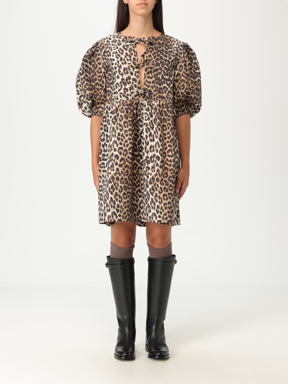 GANNI ROBE: Robes femme Ganni, Marron - Img 1