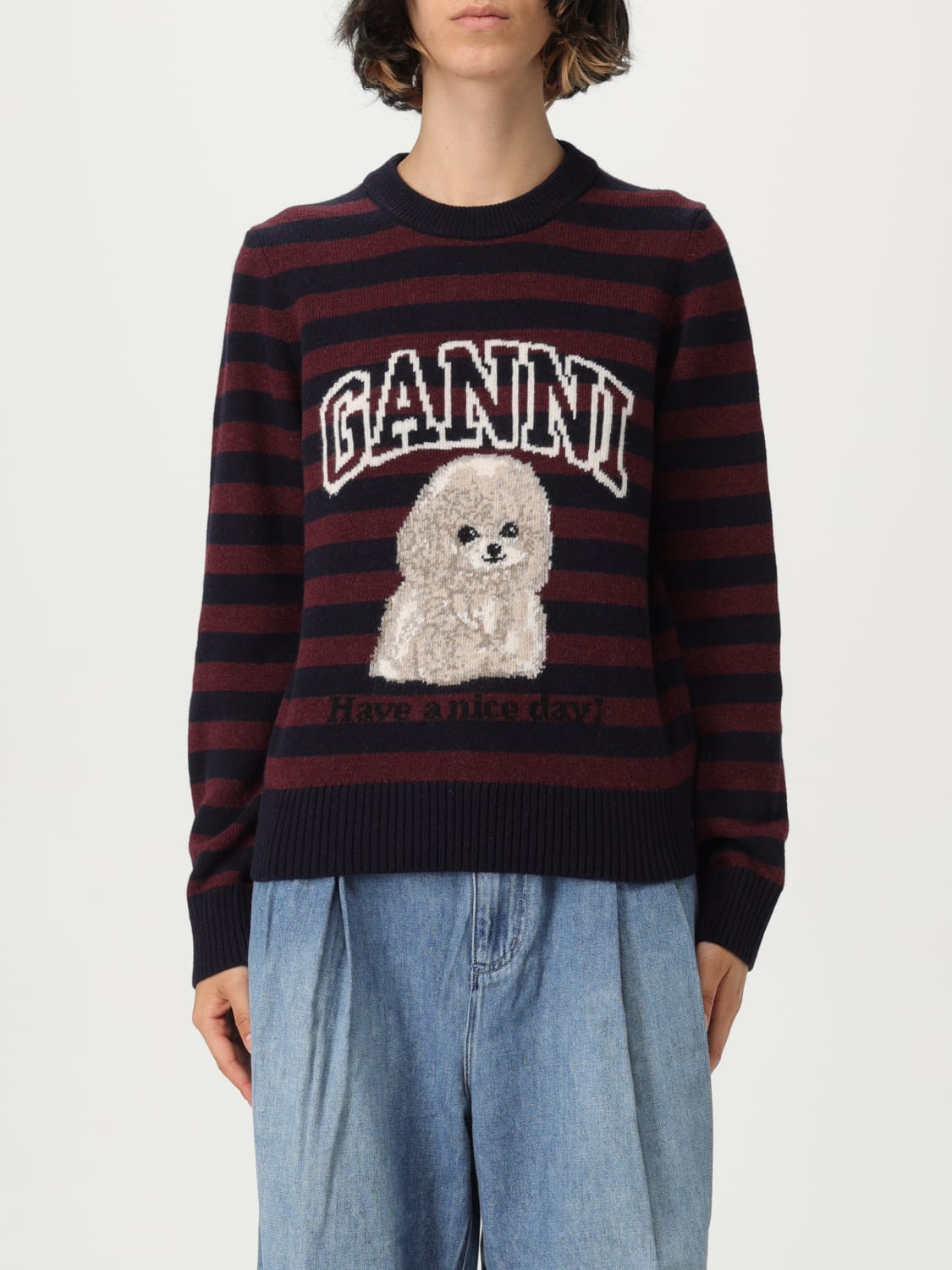 GANNI SWEATER: Sweater woman Ganni, Striped - Img 1