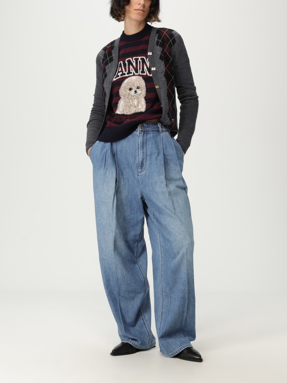 GANNI SWEATER: Sweater woman Ganni, Striped - Img 2