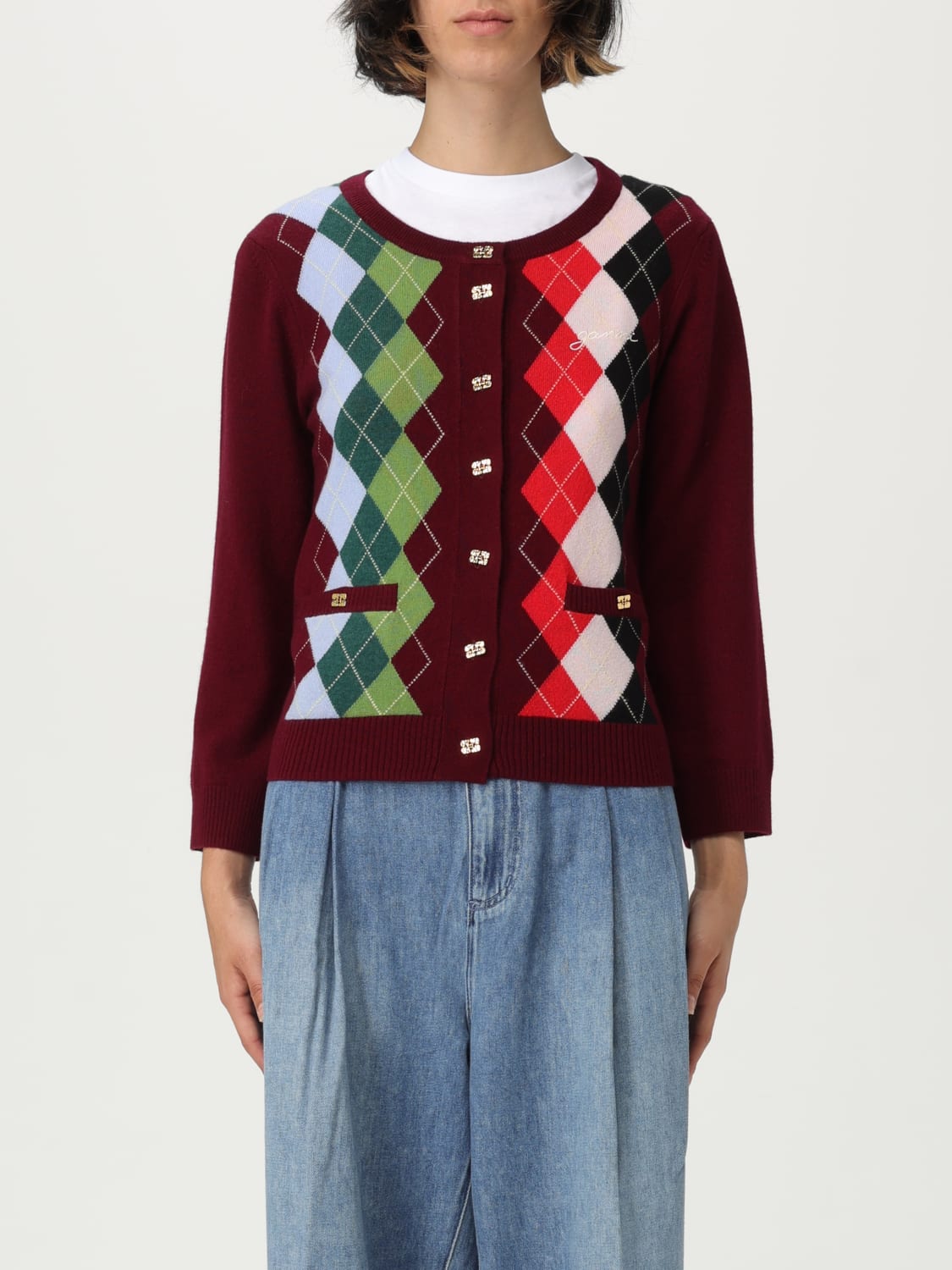 GANNI SWEATER: Sweater woman Ganni, Burgundy - Img 1