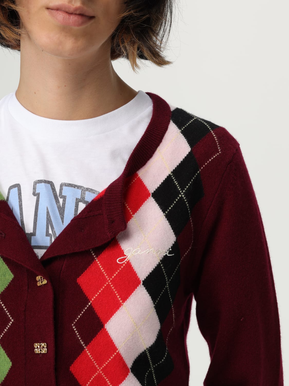 GANNI SWEATER: Sweater woman Ganni, Burgundy - Img 4