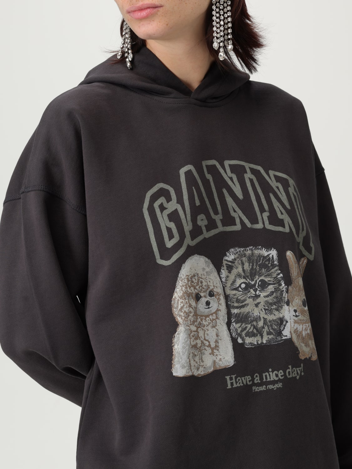 GANNI SWEATSHIRT: Sweatshirt woman Ganni, Grey - Img 4