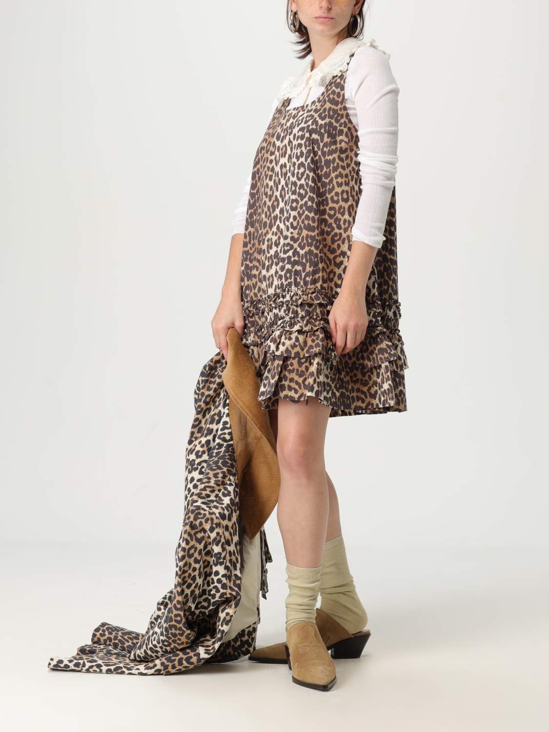 GANNI ドレス: ドレス レディース Ganni, ブラウン - Img 2