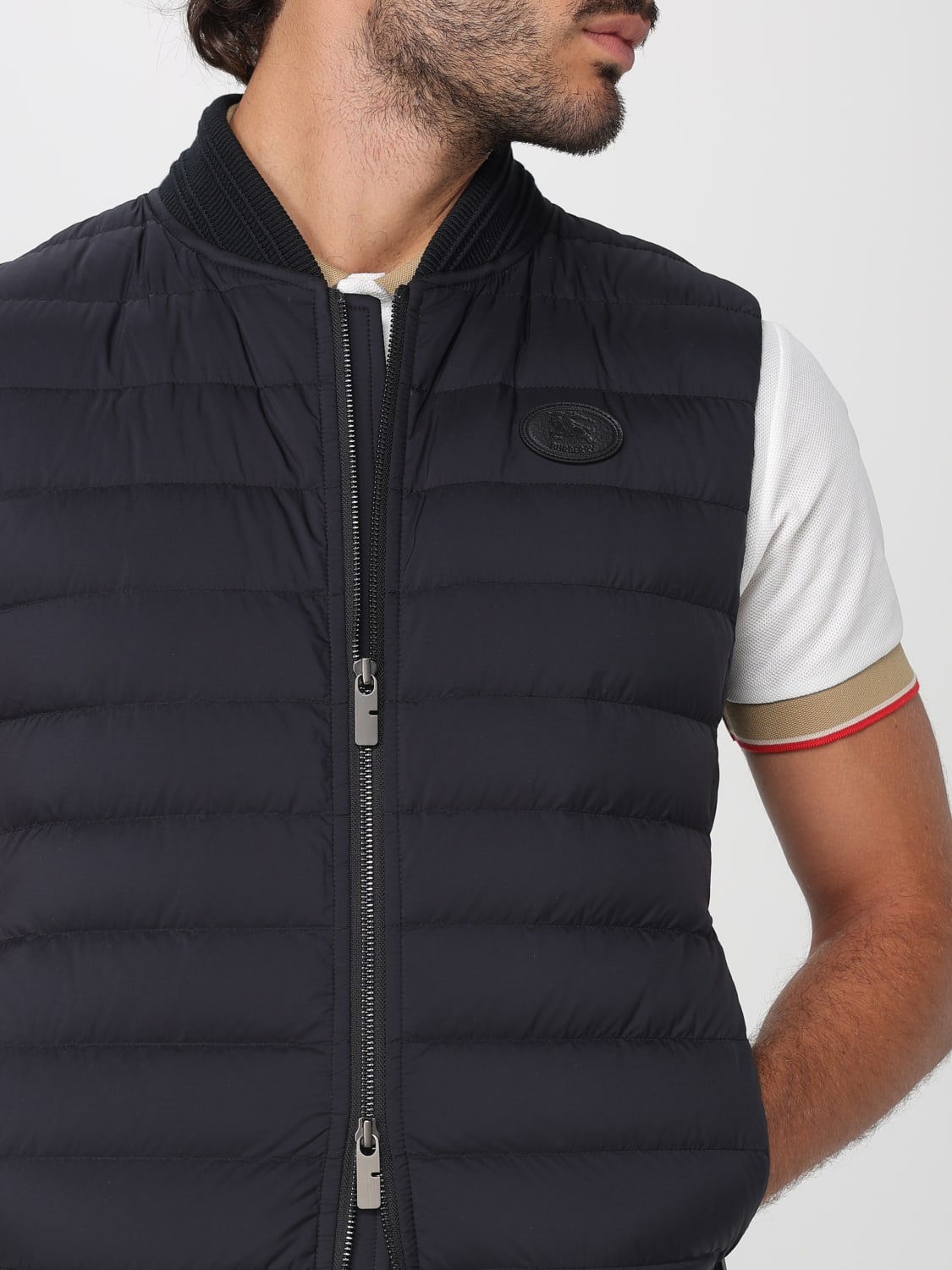 BURBERRY GILET: Gilet tecnico in nylon con logo Burberry, Nero - Img 5