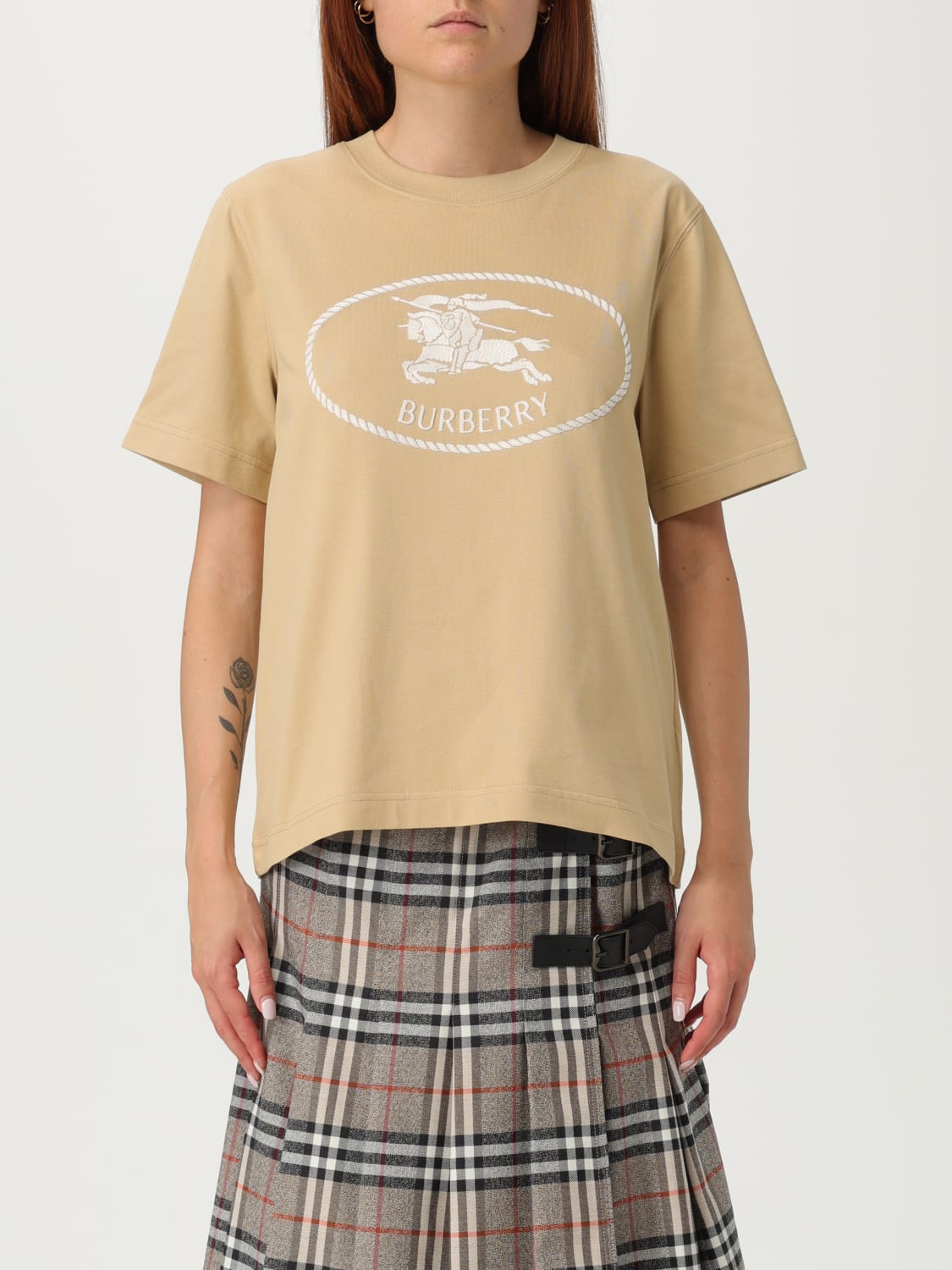 BURBERRY T-SHIRT: T-shirt woman Burberry, Apricot - Img 1