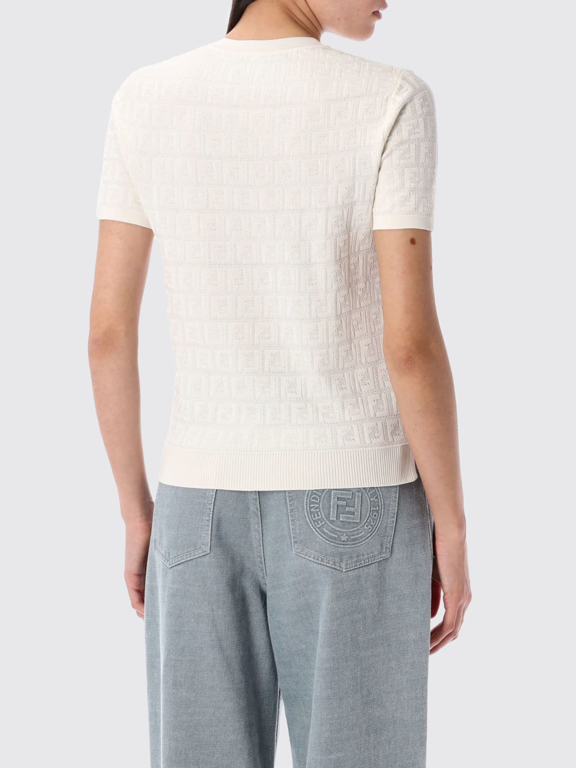 FENDI JERSEY: Camiseta mujer Fendi, Blanco - Img 2