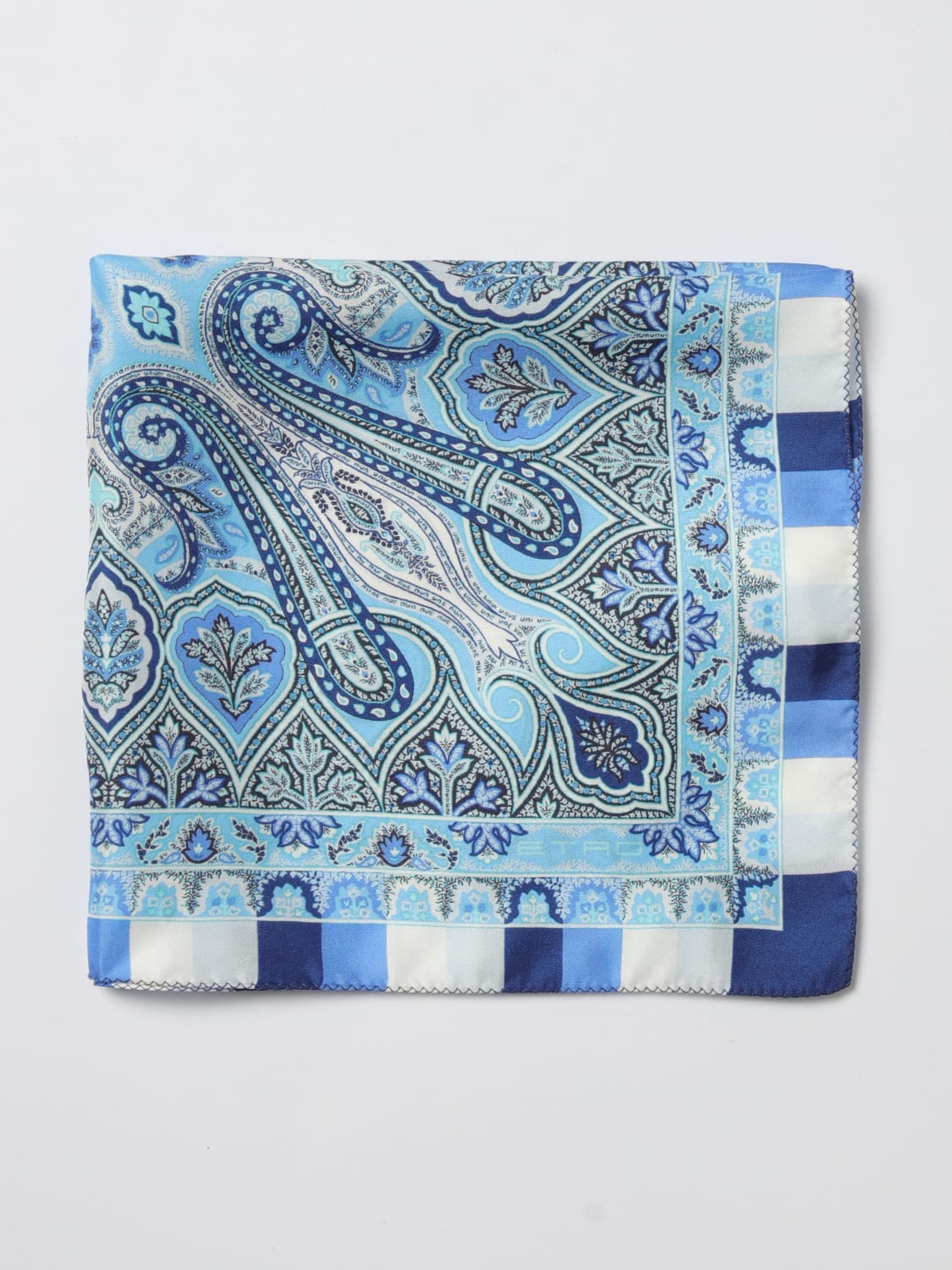 ETRO POCKET SQUARE: Neck scarf men Etro, Blue - Img 1