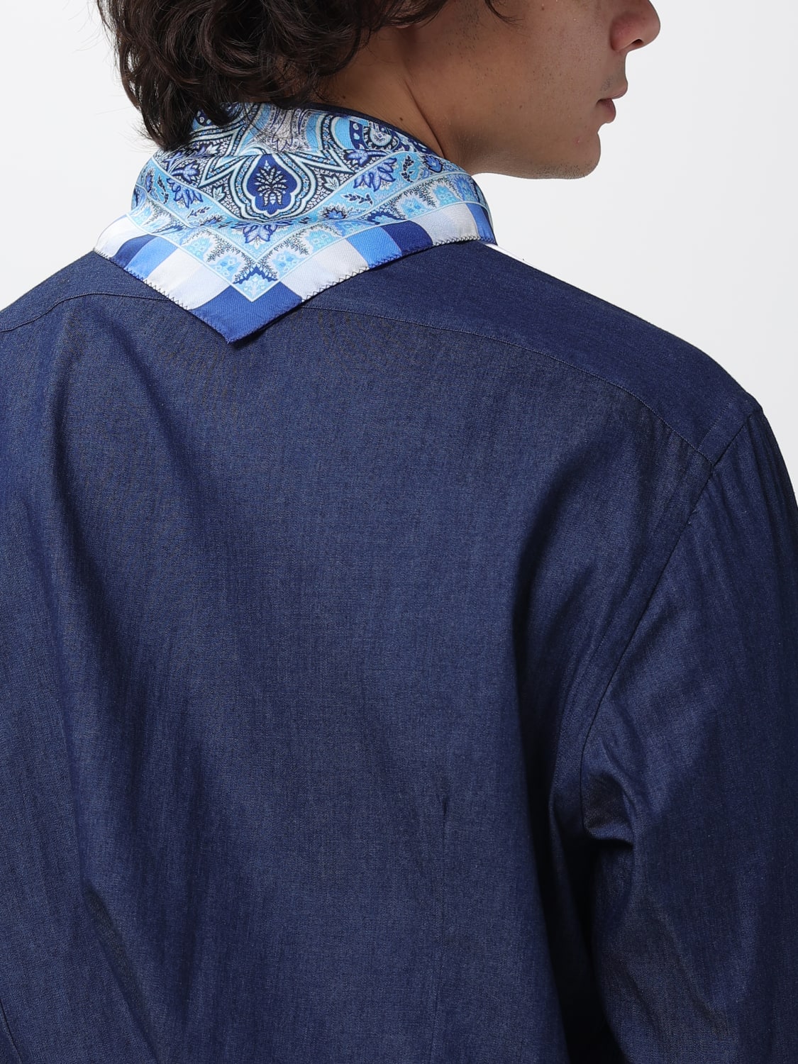 ETRO POCKET SQUARE: Neck scarf men Etro, Blue - Img 2