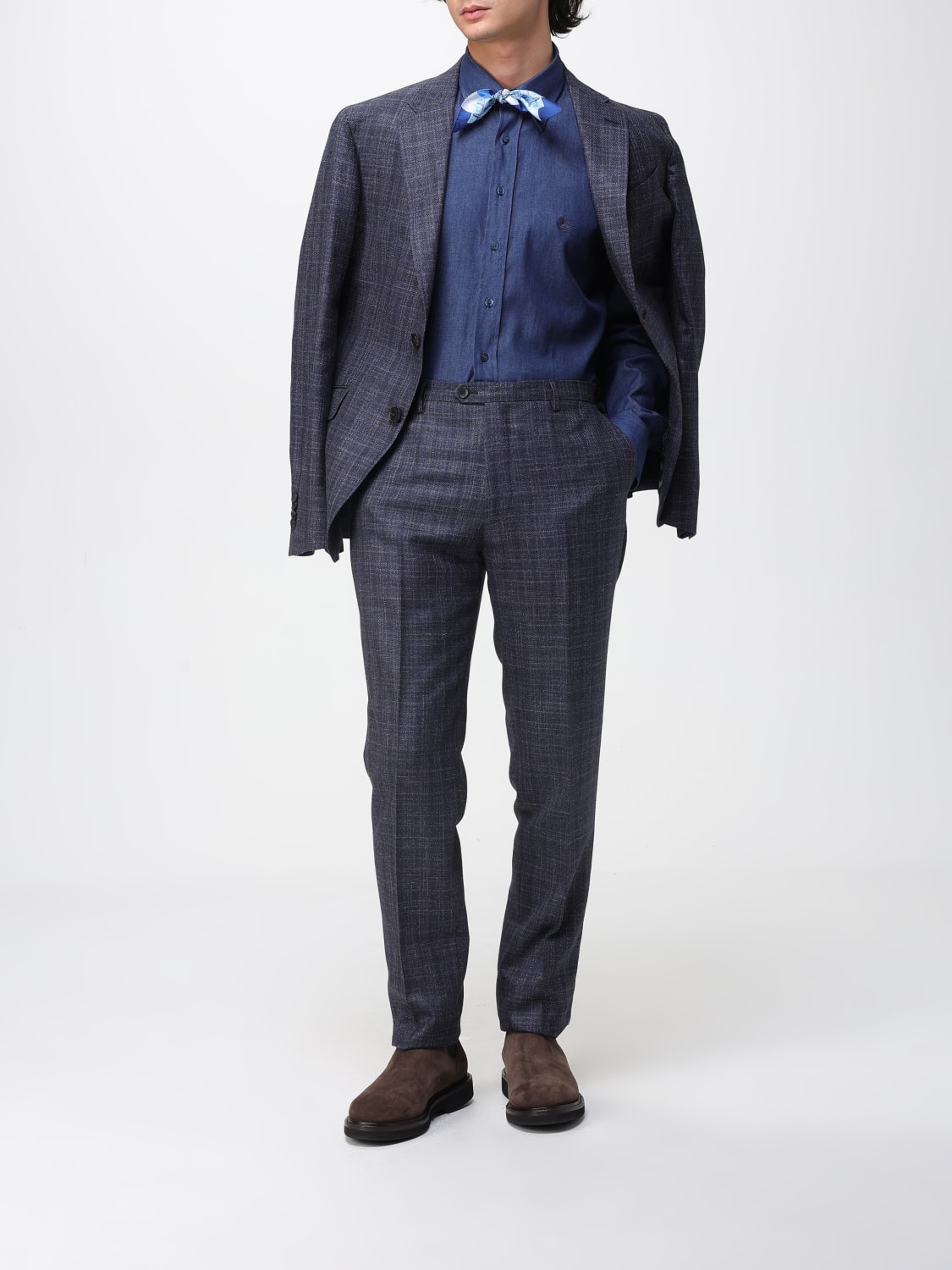 ETRO POCKET SQUARE: Neck scarf men Etro, Blue - Img 4