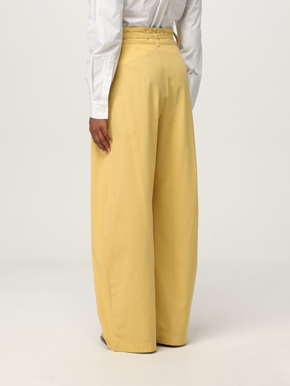 パンツ PINKO Woman Pants Yellow 104648A2ER C43 Wide-leg trousers with waist straps PINKO → Shop Online