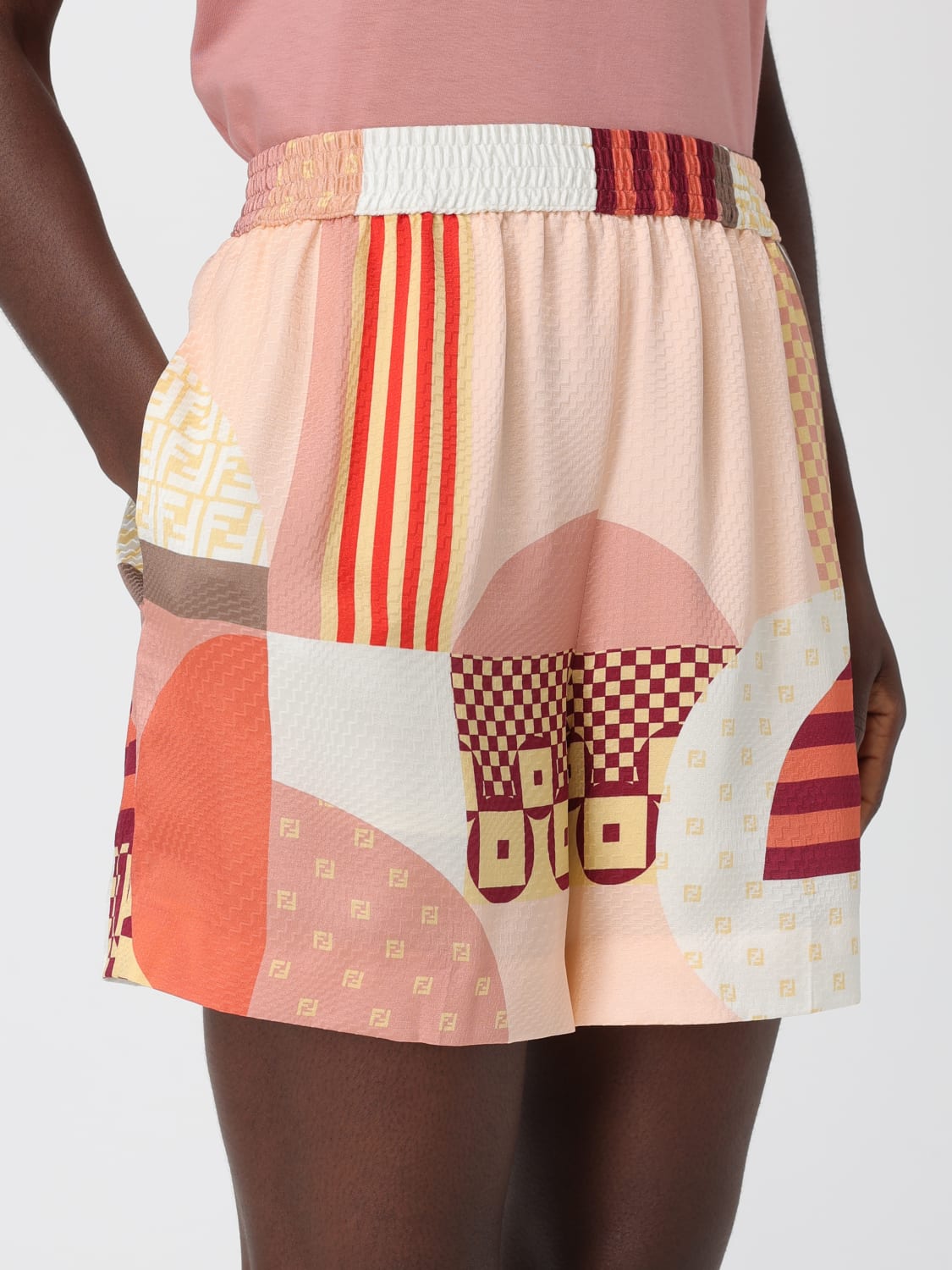 FENDI SHORTS: Short woman Fendi, Red - Img 5