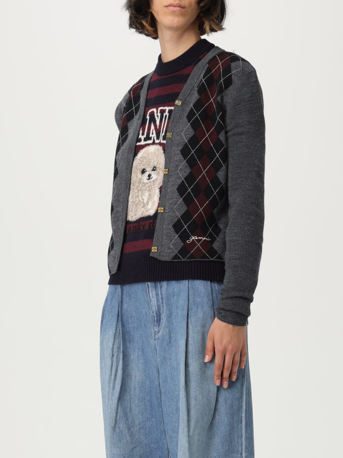 GANNI SWEATER: Cardigan woman Ganni, Grey - Img 4