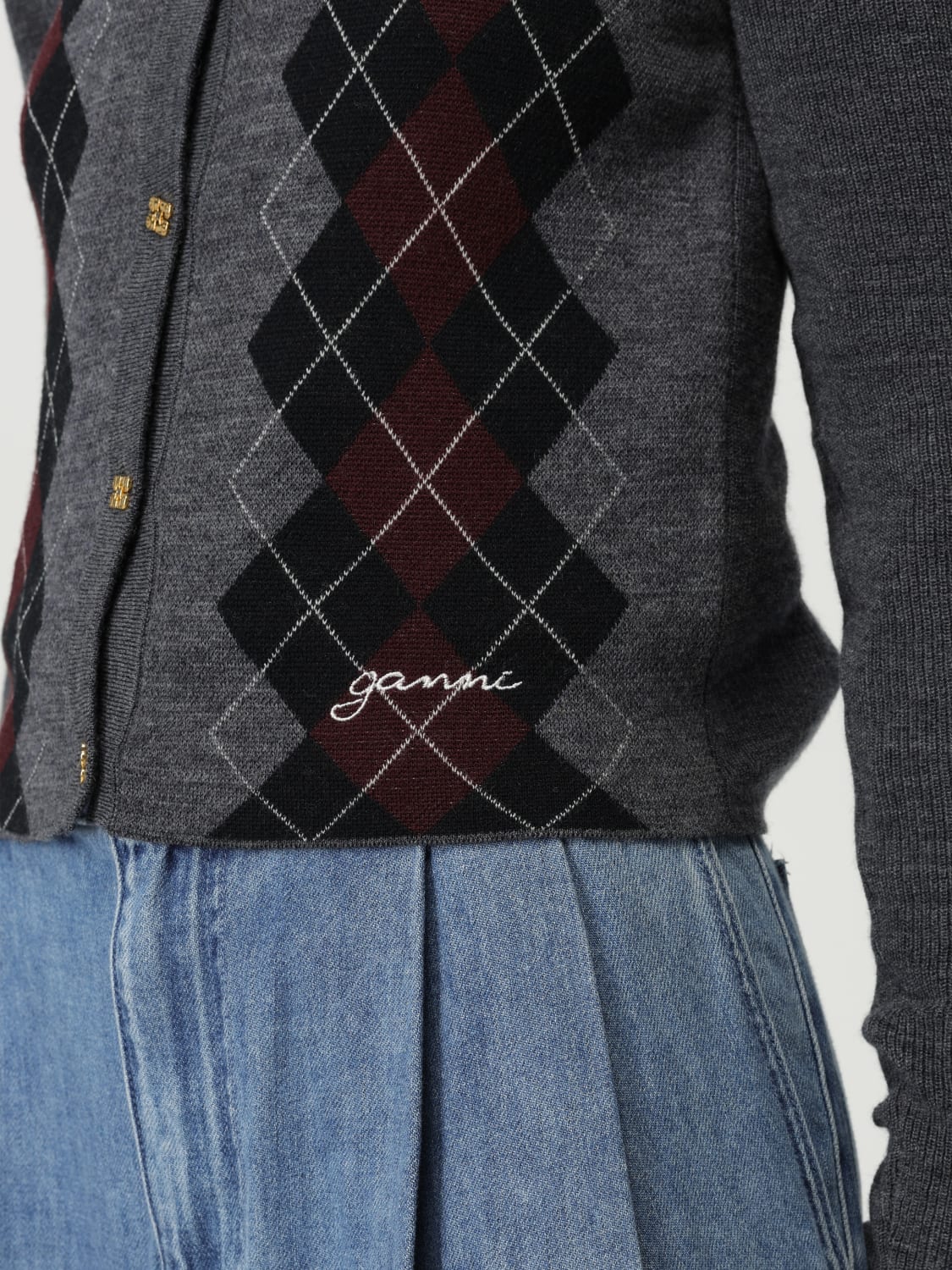 GANNI SWEATER: Cardigan woman Ganni, Grey - Img 5