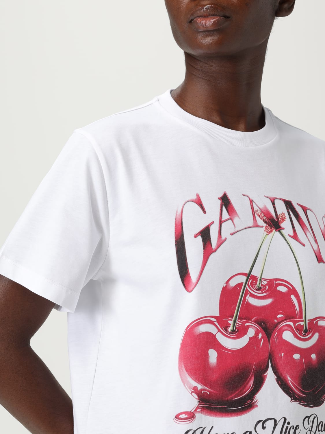 GANNI CAMISETA: Camiseta mujer Ganni, Blanco - Img 4