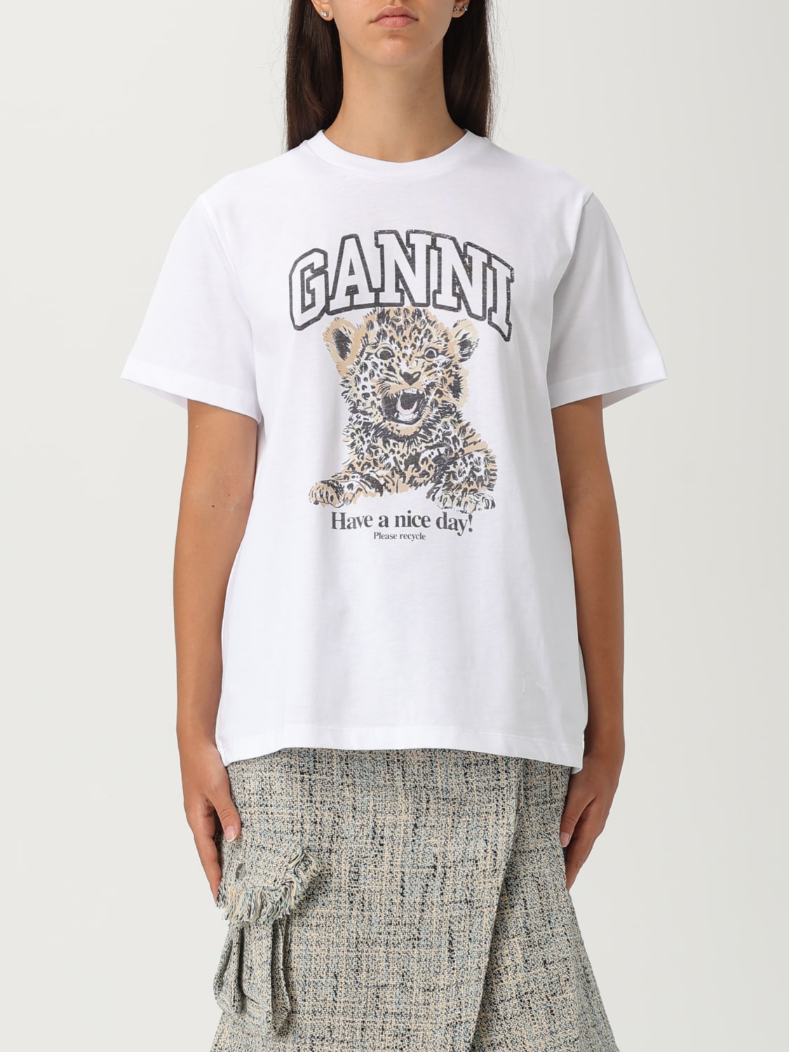 GANNI T-SHIRT: T-shirt woman Ganni, White - Img 1