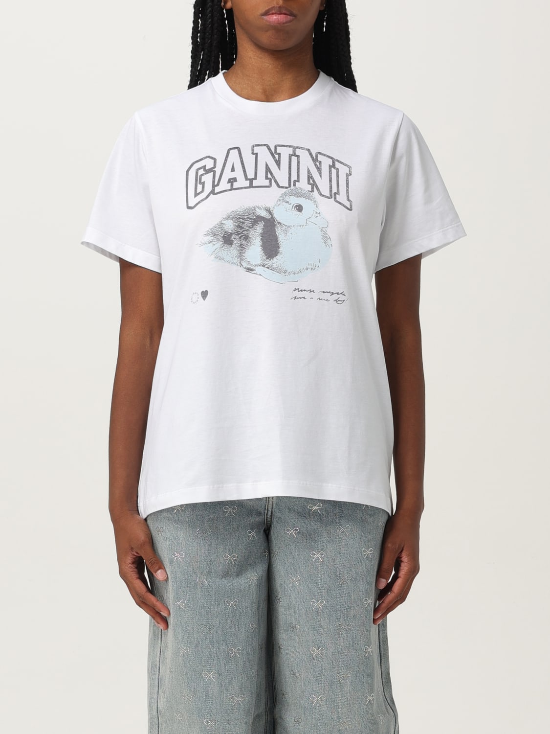GANNI T-SHIRT: T-shirt woman Ganni, White - Img 1