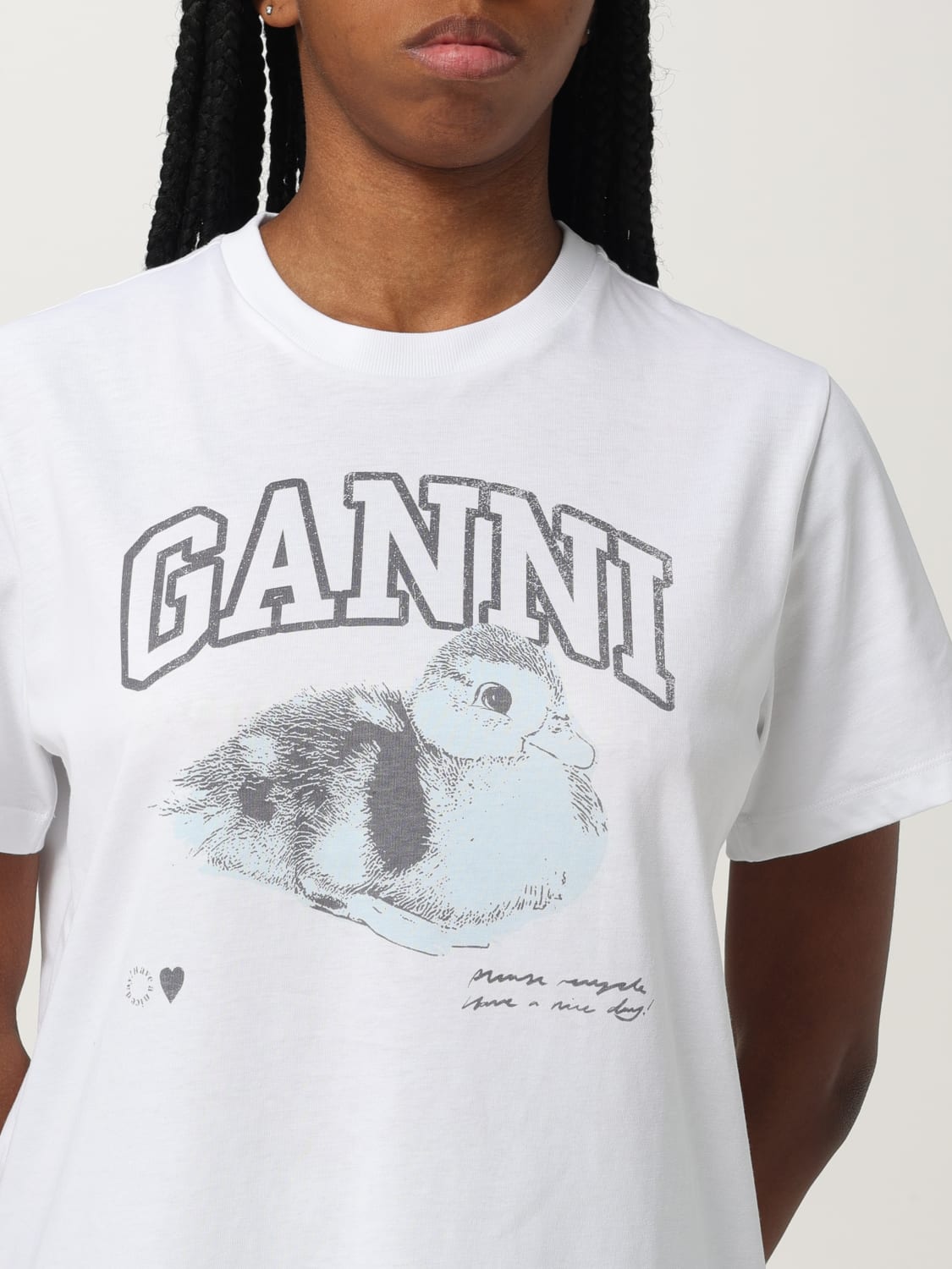 GANNI T-SHIRT: T-shirt woman Ganni, White - Img 3