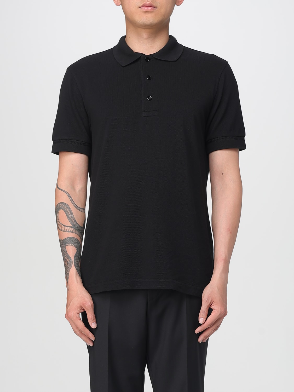 TOM FORD POLO: Polo in misto cotone slim Tom Ford, Nero - Img 1