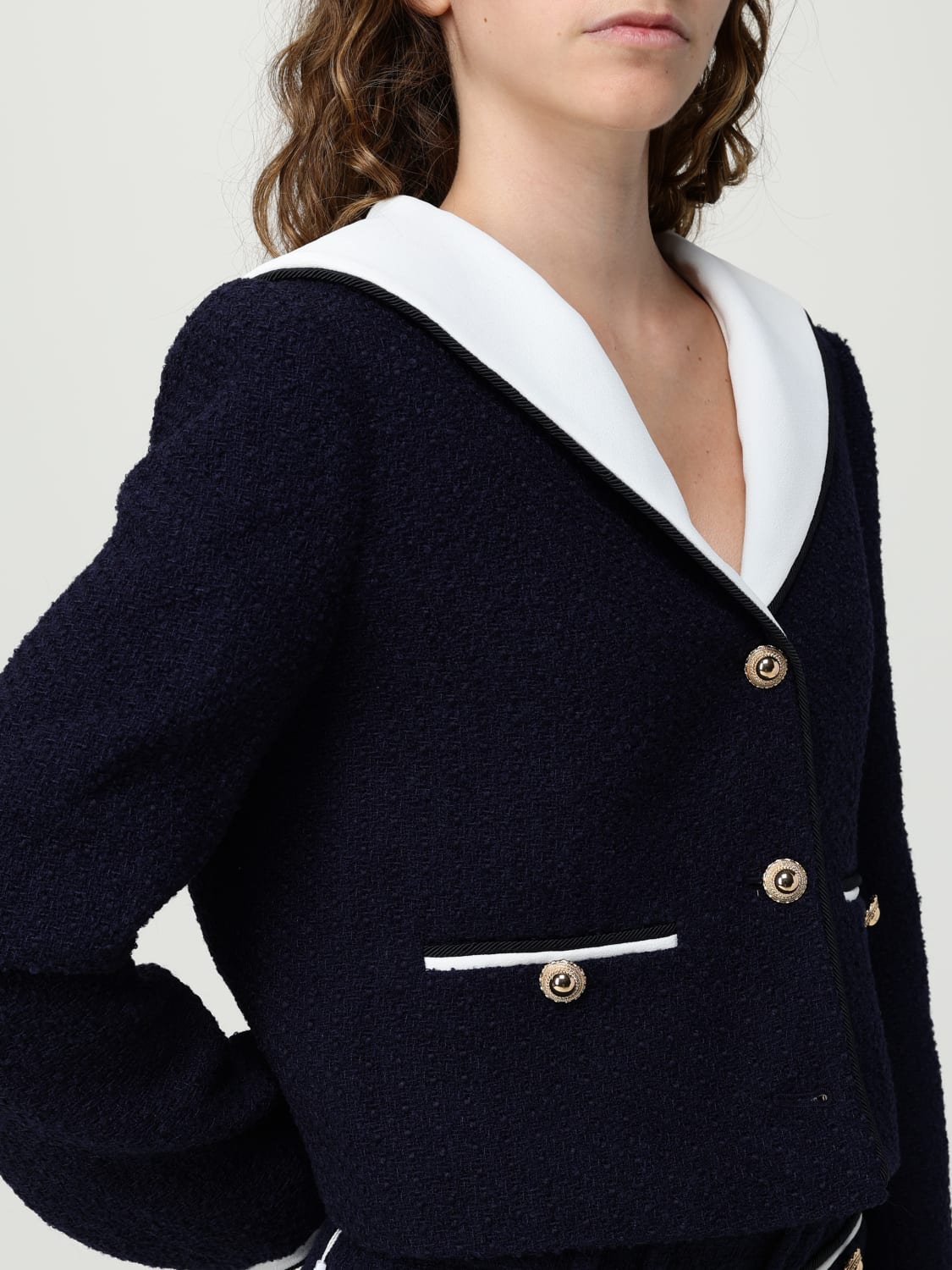 SELF-PORTRAIT JACKET: Blazer woman Self-portrait, Blue - Img 5