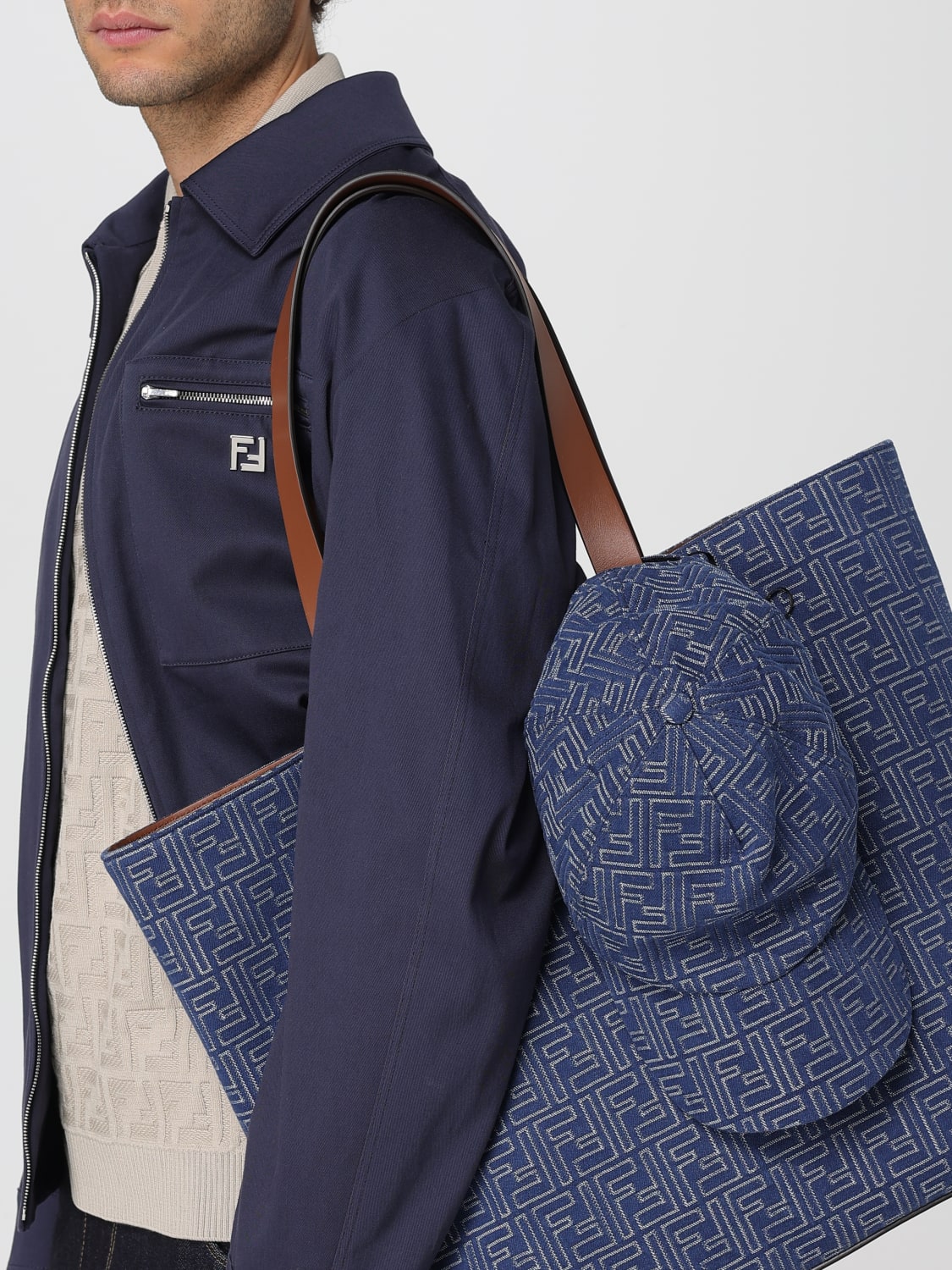 FENDI HAT: Hat men Fendi, Blue - Img 2