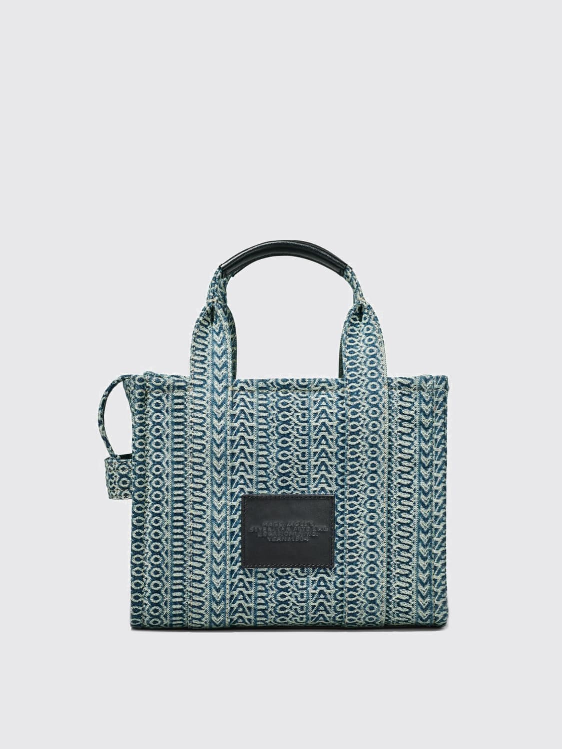 MARC JACOBS BORSA A MANO: Borsa tote piccola in denim con monogramma lavato Marc Jacobs, Denim - Img 3