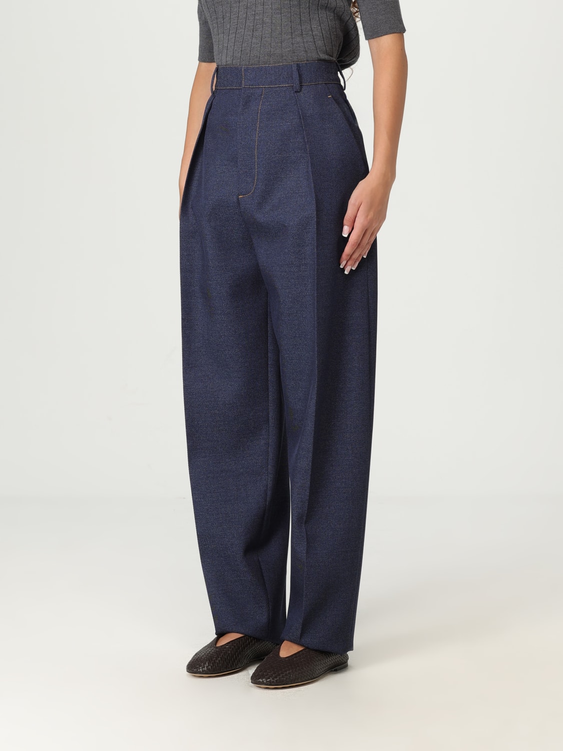 BOTTEGA VENETA PANTALONI: Pantalone Bottega Veneta in lana vergine , Indaco - Img 4