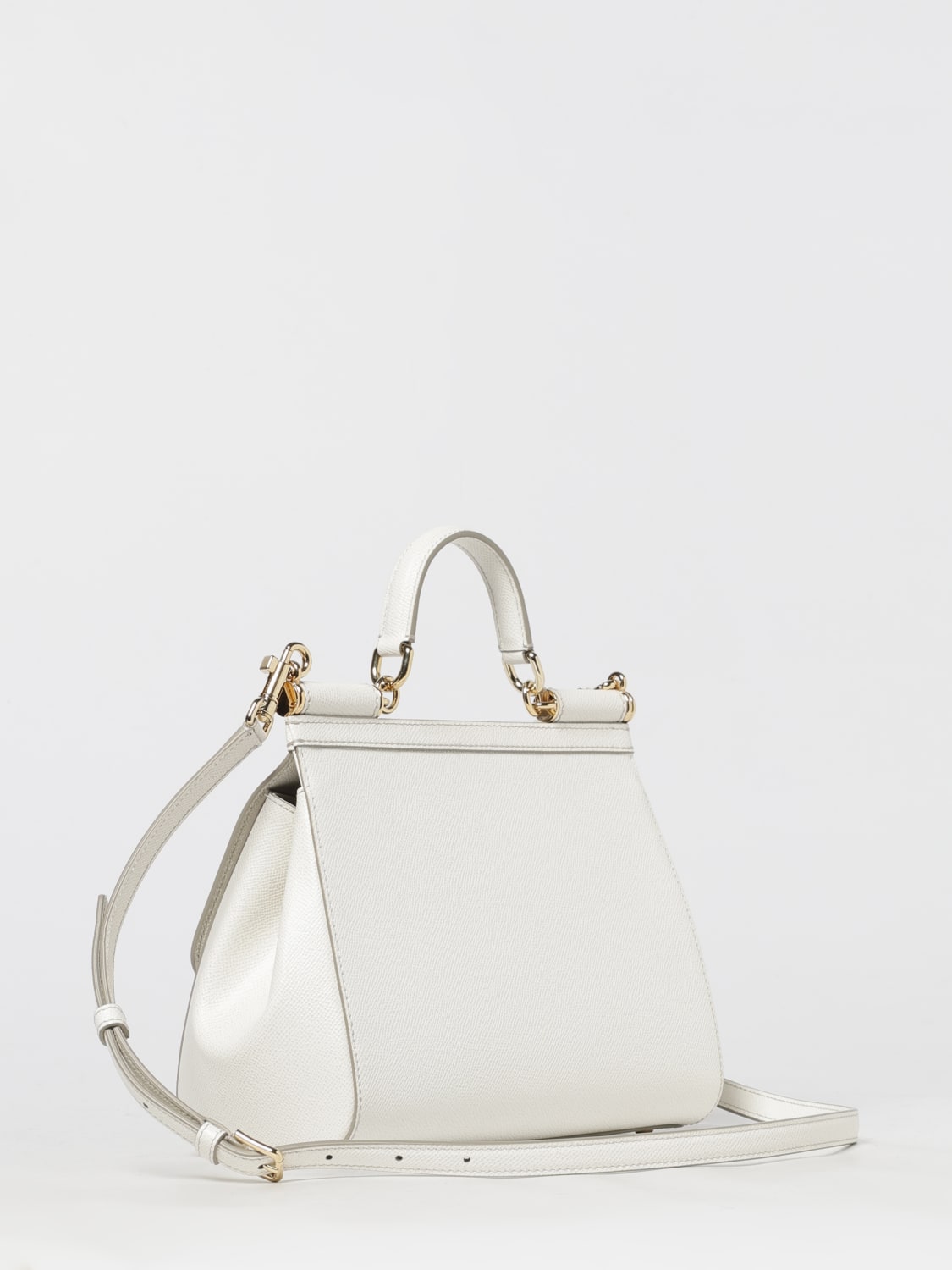 DOLCE & GABBANA BORSA A MANO: Borsa Sicily Dolce & Gabbana in pelle a grana , Bianco - Img 3