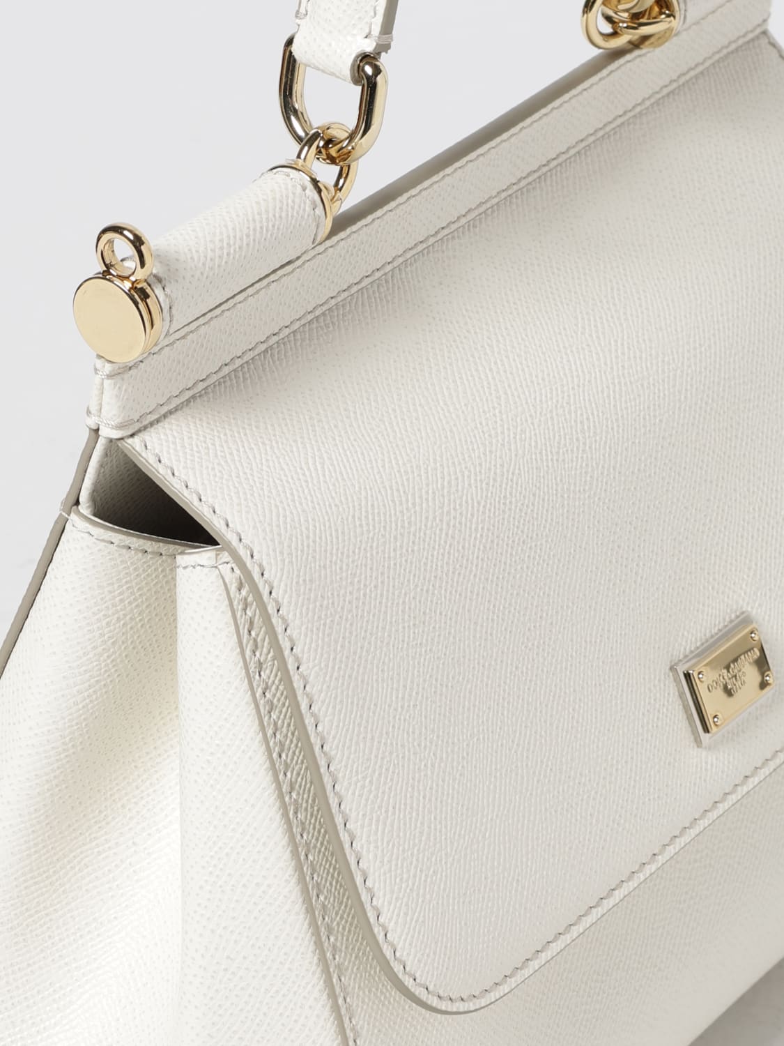 DOLCE & GABBANA BORSA A MANO: Borsa Sicily Dolce & Gabbana in pelle a grana , Bianco - Img 4