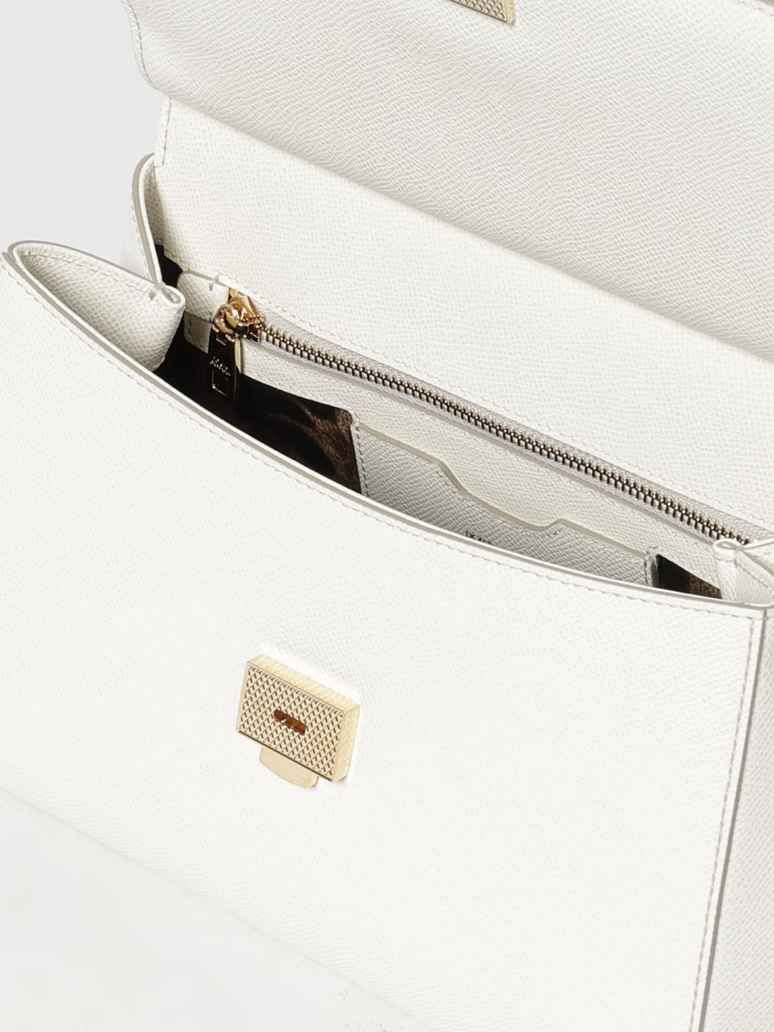 DOLCE & GABBANA BORSA A MANO: Borsa Sicily Dolce & Gabbana in pelle a grana , Bianco - Img 5