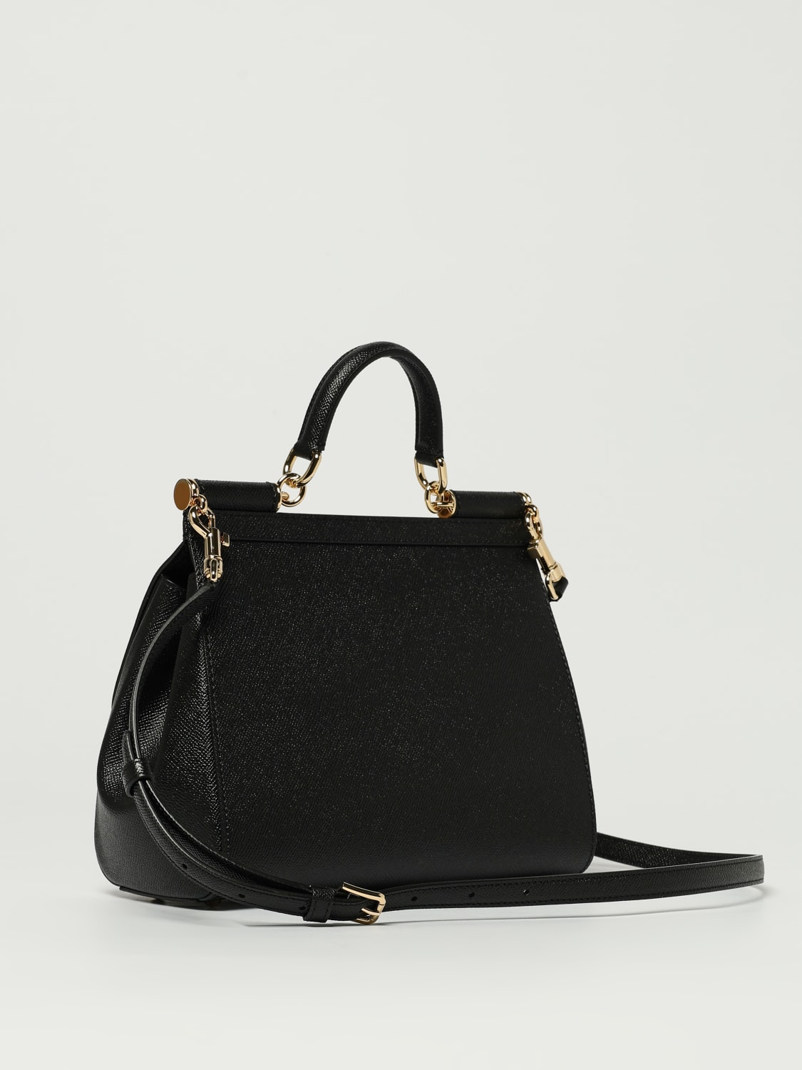 DOLCE & GABBANA BORSA A MANO: Borsa Sicily Dolce & Gabbana in pelle a grana , Nero - Img 3