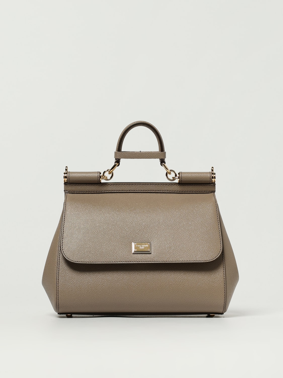 DOLCE & GABBANA BORSA A MANO: Borsa Sicily Dolce & Gabbana in pelle a grana , Fango - Img 1