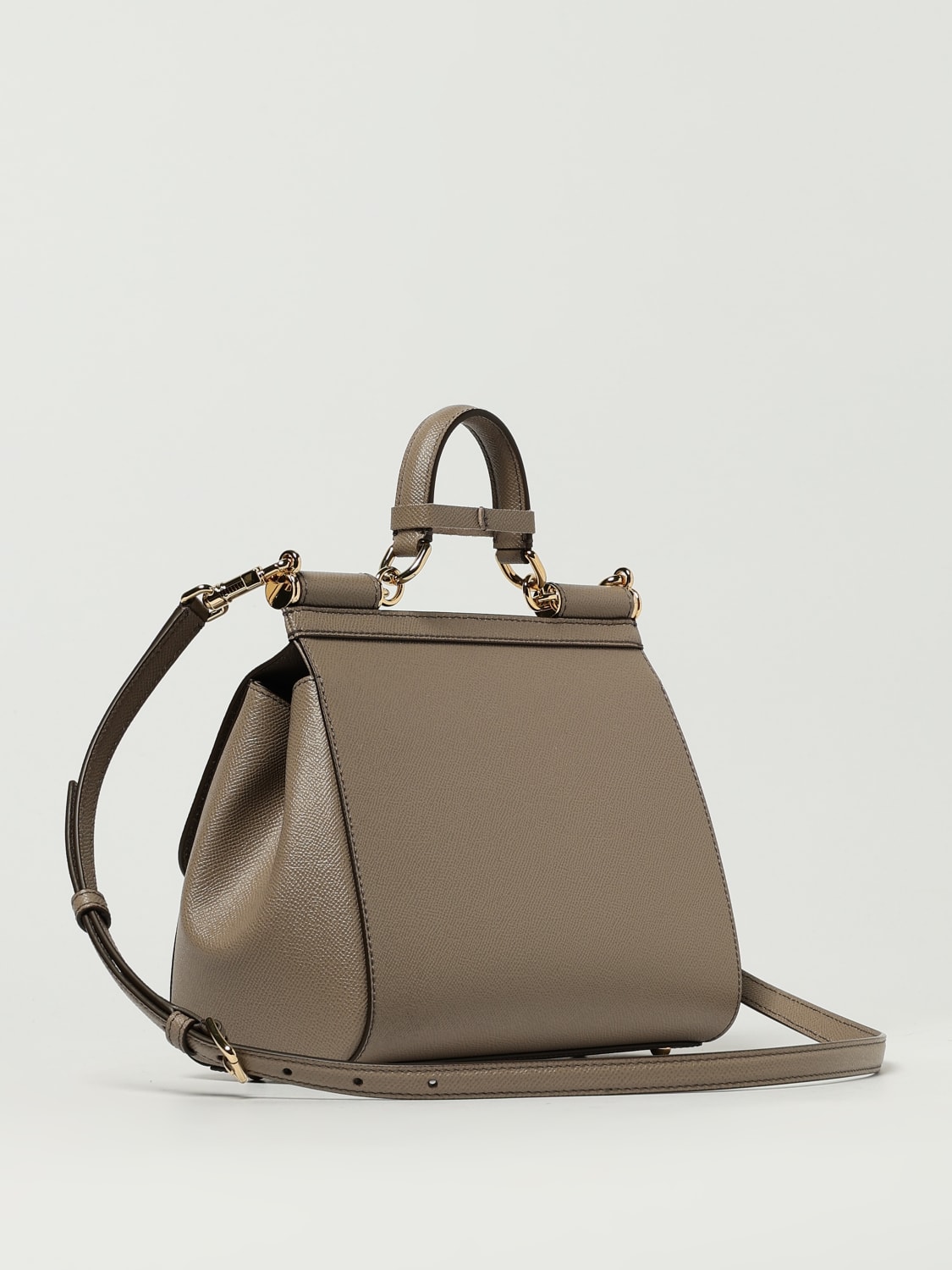 DOLCE & GABBANA BORSA A MANO: Borsa Sicily Dolce & Gabbana in pelle a grana , Fango - Img 3