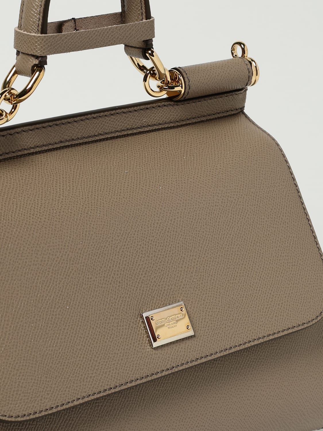 DOLCE & GABBANA BORSA A MANO: Borsa Sicily Dolce & Gabbana in pelle a grana , Fango - Img 4