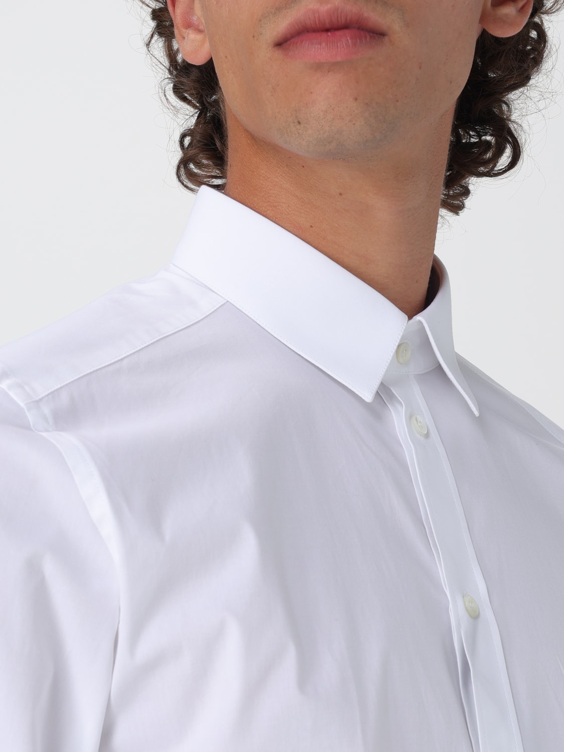 DOLCE & GABBANA CAMICIA: Camicia classica Dolce & Gabbana in cotone stretch , Bianco - Img 5