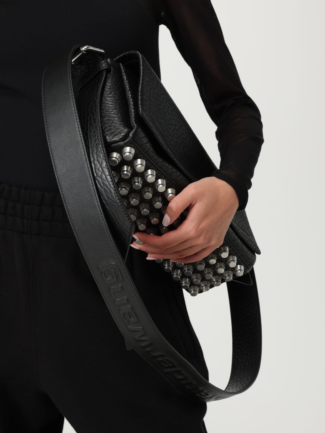 ALEXANDER WANG BORSA A SPALLA: Borsa a spalla in pelle a grana Alexander Wang, Nero - Img 2