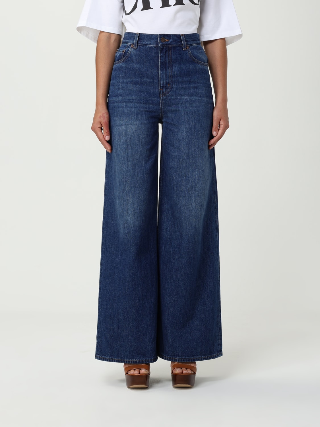 デニム・ジーパン CHLOE Woman Jeans Multicolor CH24WDP14159 4ZD Chloé Flared Patchwork Jeans In Denim | Chloé US