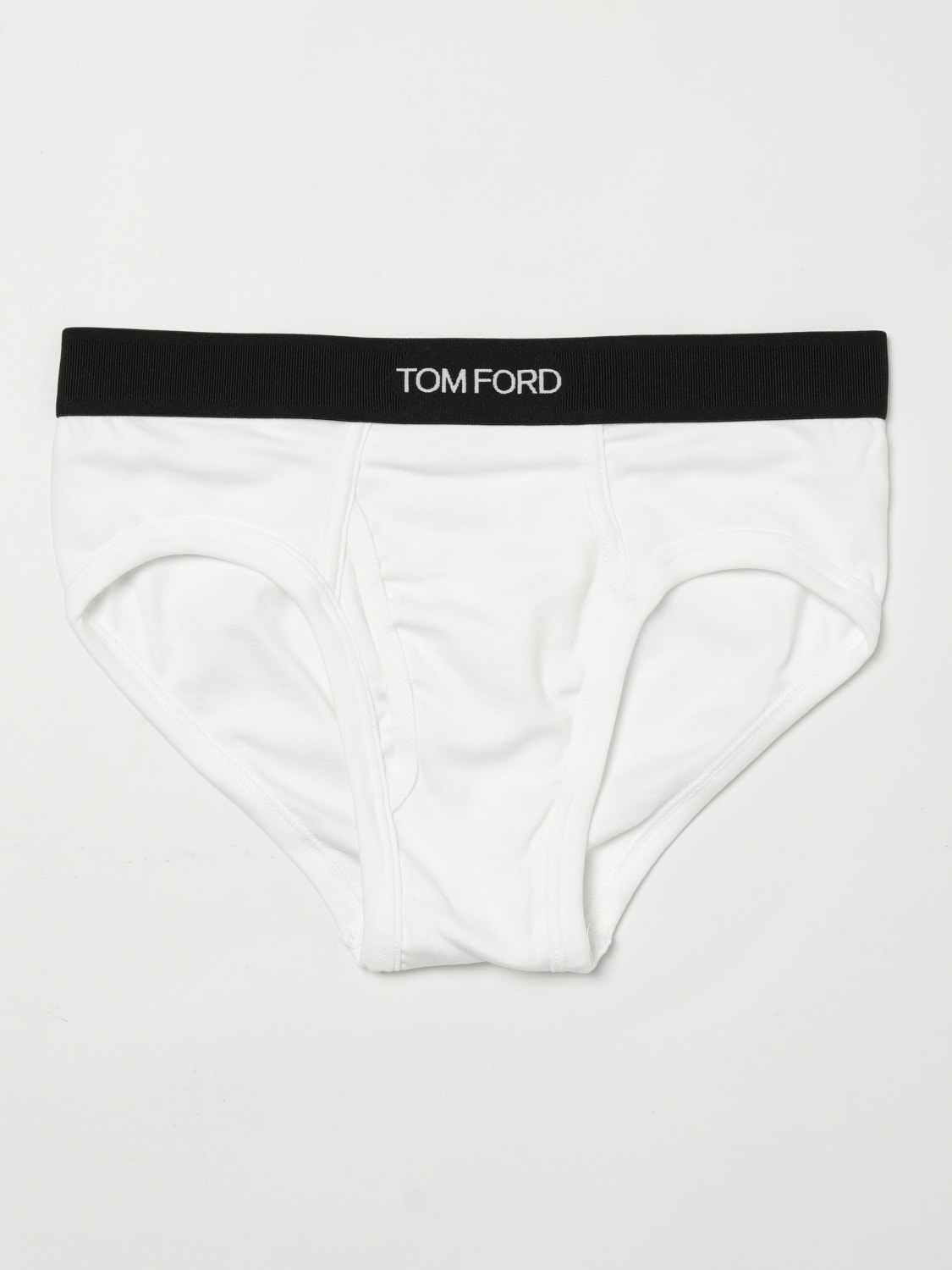 TOM FORD INTIMO: Slip intimo in cotone stretch con logo Tom Ford, Bianco - Img 1