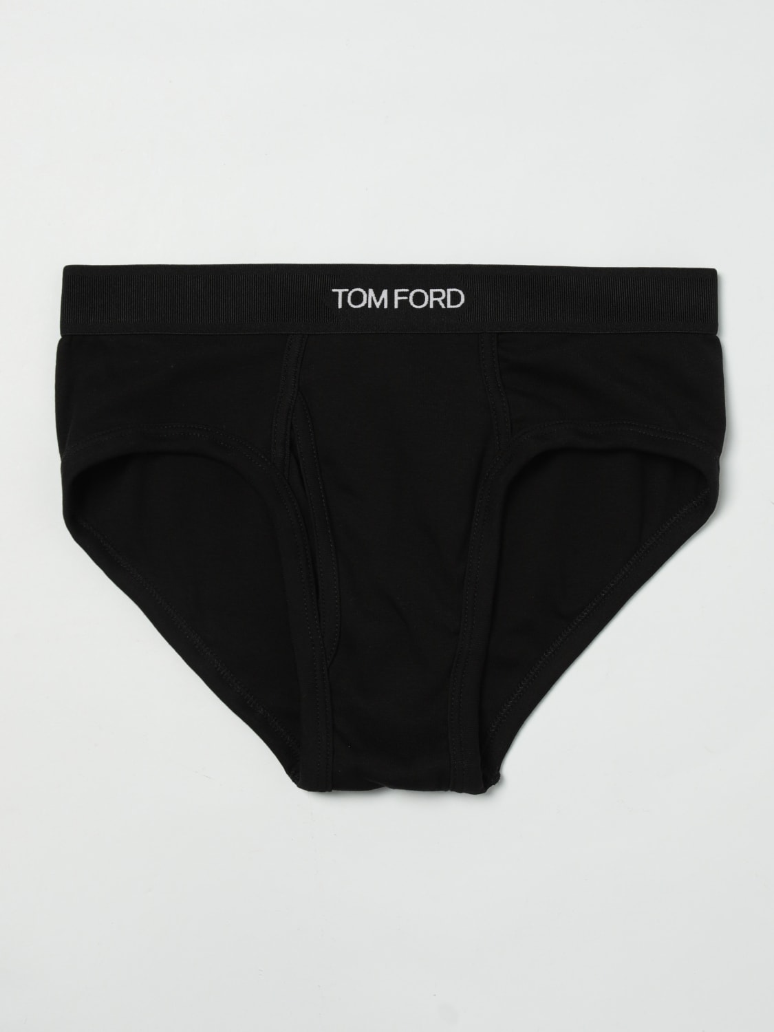 TOM FORD INTIMO: Slip intimo in cotone stretch con logo Tom Ford, Nero - Img 1