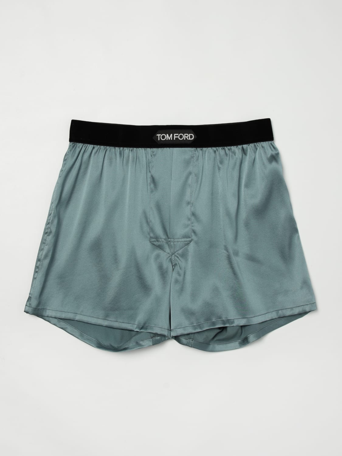 TOM FORD INTIMO: Boxer intimo in seta con logo Tom Ford, Turchese - Img 1